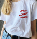 "Good Sex No Stress One Boo No Ex Small Circle Big Checks" Tee