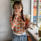 Retro Flower Mesh Top