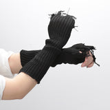 Distressed Knitted Arm Warmers