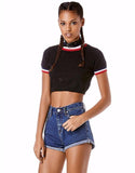 Vintage Crop Turtleneck Knit Tee