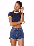Vintage Crop Turtleneck Knit Tee