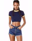Vintage Crop Turtleneck Knit Tee
