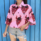 Devil Button Up Top