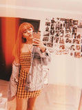 Plaid Tube Top Skirt Two Piece Set