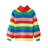 Rainbow Knit Turtleneck Sweater