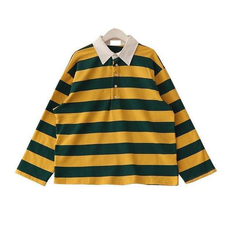 Striped Polo Long Sleeve Shirt