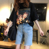 Long Distressed Denim Shorts