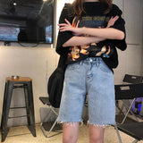 Long Distressed Denim Shorts