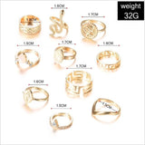 10 Piece Snake Ring Set