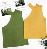 Cropped Shoulder Knitted Tank Top