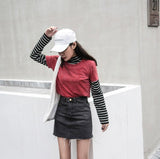 High Waisted Denim Skirt