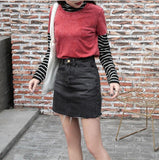 High Waisted Denim Skirt