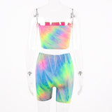 Tie Dye Tube Top Biker Shorts 2 Two Piece Set