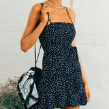 Spaghetti Strap Polka Dot Ruffled Mini Dress