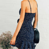 Spaghetti Strap Polka Dot Ruffled Mini Dress