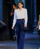High Waisted Contrast Stitch Skate Cargo Pants
