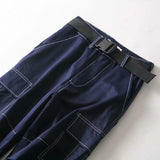 High Waisted Contrast Stitch Skate Cargo Pants
