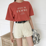High Waisted Contracted Denim Shorts