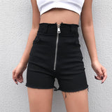 Hight Waisted Cut Denim Shorts