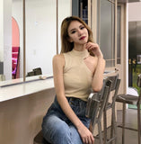 Cropped Shoulder Knitted Tank Top