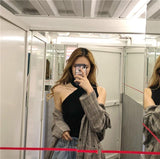 Cropped Shoulder Knitted Tank Top