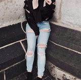 French Terry Cut Sleeve Crop Top Sweater