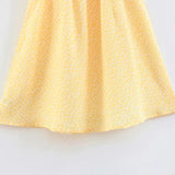 Yellow Floral Mini Dress With Puff Shoulder