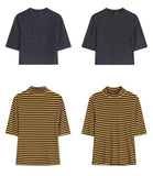 Striped Mock Neck Tee