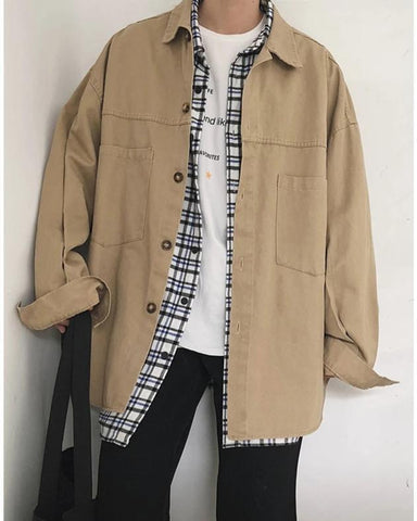 Retro Khaki Long Sleeve Shirt