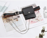 Basic Button Belt Bag With Detachable Chains