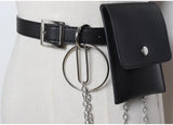 Basic Button Belt Bag With Detachable Chains