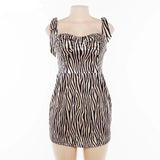 Spaghetti Strap Silk Tiger Mini Dress