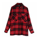 Oversized Wool Plaid Button Up Jacket