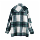 Oversized Wool Plaid Button Up Jacket