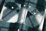 Oversized Wool Plaid Button Up Jacket