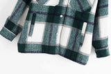 Oversized Wool Plaid Button Up Jacket