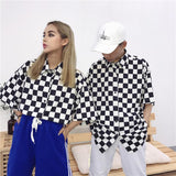Oversized Checkerboard Button Down