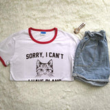 "Sorry I Cant I Have Plans with My Cat" Ringer Tee