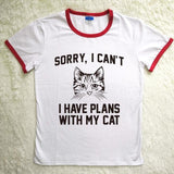 "Sorry I Cant I Have Plans with My Cat" Ringer Tee