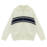 Thick Fiber Knitted Zip Up Cardigan