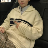 Thick Fiber Knitted Zip Up Cardigan
