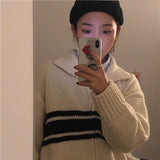 Thick Fiber Knitted Zip Up Cardigan