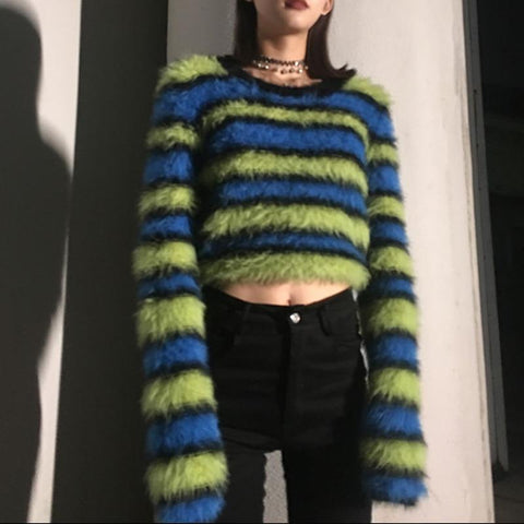 Fuzzy Striped Sweater