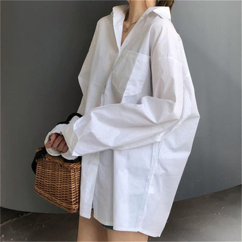 Oversized White Boyfriend Button Down Shirt