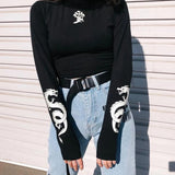 3M Reflective Dragon Mock Turtleneck Top