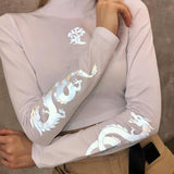 3M Reflective Dragon Mock Turtleneck Top
