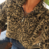 Leopard Zip Up Sweater