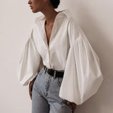 Lantern Sleeve Button Up Shirt