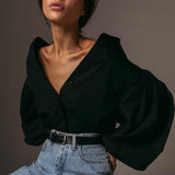 Lantern Sleeve Button Up Shirt