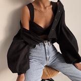 Lantern Sleeve Button Up Shirt
